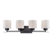 Nuvo Lighting Parallel 4 Light 29" Wide Bathroom Vanity Light with Frosted Glass Shades Aged Bronze