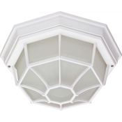 Nuvo Lighting Single Light 11-3/8" Wide Outdoor Flush Mount Ceiling Fixture with Frosted Glass Shade White