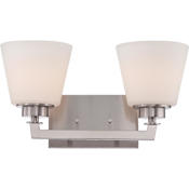 Nuvo Lighting Mobili 2 Light 15-3/8" Wide Bathroom Vanity Light with Frosted Glass Shades Brushed Nickel