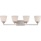 Nuvo Lighting Mobili 4 Light 34-5/8" Wide Bathroom Vanity Light with Frosted Glass Shades Brushed Nickel