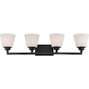 Nuvo Lighting Mobili 4 Light 34-5/8" Wide Bathroom Vanity Light with Frosted Glass Shades Aged Bronze