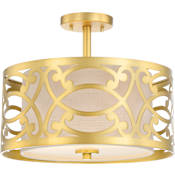 Nuvo Lighting Filigree 2 Light 15" Wide Semi-Flush Drum Ceiling Fixture Natural Brass