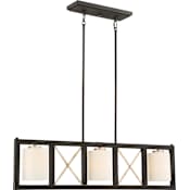 Nuvo Lighting 3 Light 38" Wide Linear Chandelier Matte Black / Antique Silver Accents
