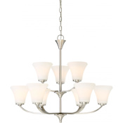 Nuvo Lighting 9 Light 30" Wide Chandelier with Frosted Shades Brushed Nickel