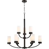 Nuvo Lighting 9 Light 31" Wide Chandelier with Frosted Shades Mahogany Bronze