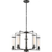 Nuvo Lighting 5 Light 25" Wide Chandelier with Seedy Glass Shades Iron Black