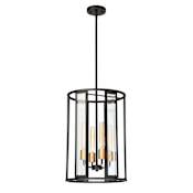 Nuvo Lighting Payne 4 Light 14" Wide Pendant with Clear Beveled Glass Shades Black