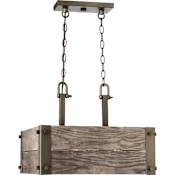 Nuvo Lighting Winchester 4 Light 18-3/4" Wide Linear Chandelier with an Aged Wood Shade Bronze