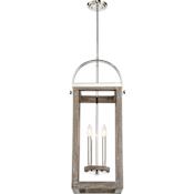 Nuvo Lighting Bliss 4 Light 12" Wide Taper Candle Pendant Driftwood / Polished Nickel