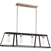 Nuvo Lighting Chassis 4 Light 40" Wide Linear Chandelier Copper Brushed Brass / Matte Black