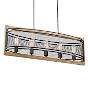 Nuvo Lighting Atelier 5 Light 36" Wide Linear Chandelier Black / Honey Wood