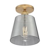 Nuvo Lighting Motif 7" Wide Semi-Flush Ceiling Fixture with Smoked Glass Shade Brushed Brass / Smoked Glass