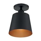 Nuvo Lighting Motif 7" Wide Semi-Flush Ceiling Fixture Black / Gold Accents