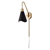 Nuvo Lighting Tango 14" Tall Hardwired or Plug-In Wall Sconce Matte Black / Burnished Brass