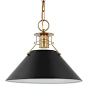 Nuvo Lighting Outpost 13" Wide Pendant Matte Black / Burnished Brass