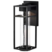Nuvo Lighting Ledges 16" Tall LED Outdoor Wall Sconce Matte Black / Clear Seeded