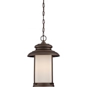 Nuvo Lighting Bethany Single Light 10" Wide LED Outdoor Mini Pendant with Frosted Glass Shade Mahogany Bronze