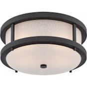 Nuvo Lighting Willis 2 Light 13-3/4" Wide LED Outdoor Flush Mount Drum Ceiling Fixture with Frosted Glass Shade Textured Black