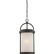 Nuvo Lighting Willis Single Light 9" Wide LED Outdoor Mini Pendant with Frosted Glass Shade Textured Black