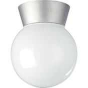 Nuvo Lighting Single Light 6" Wide Outdoor Semi-Flush Globe Ceiling Fixture with Frosted Glass Shade Satin Aluminum