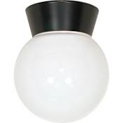 Nuvo Lighting Single Light 6" Wide Outdoor Semi-Flush Globe Ceiling Fixture with Frosted Glass Shade Black