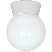 Nuvo Lighting Single Light 6" Wide Outdoor Semi-Flush Globe Ceiling Fixture with Frosted Glass Shade White
