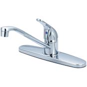Olympia Faucets Elite 1.5 GPM Widespread Kitchen Faucet with 7-5/16" Reach D-Style Swivel Spout, and Lever Handles Polished Chrome