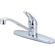 Olympia Faucets Elite 1.5 GPM Widespread Kitchen Faucet with 7-15/16" Reach Swivel Spout and Lever Handle Polished Chrome
