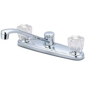Olympia Faucets Elite 1.5 GPM Widespread Kitchen Faucet with 7-9/16" Reach D-Style Swivel Spout with Acrylic Knob Handles Polished Chrome