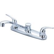 Olympia Faucets Elite 1.5 GPM Low Lead Widespread Kitchen Faucet with 7-1/2" Reach Swivel Spout and Lever Handles Polished Chrome