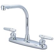 Olympia Faucets Elite 1.5 GPM Widespread Kitchen Faucet with 6-3/4" Reach High Arc Swivel Spout and Lever Handles Polished Chrome