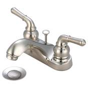 Olympia Faucets Accent 1.2 GPM Centerset Bathroom Faucet with Pop-Up Drain Assembly Brushed Nickel