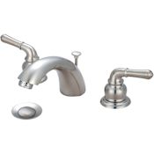 Olympia Faucets Accent 1.2 GPM Widespread Bathroom Faucet with C Style Spout and Pop-Up Drain Assembly Brushed Nickel