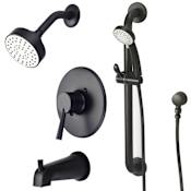 Olympia Faucets i2 Tub and Shower Trim Package with 1.75 GPM Multi Function Shower Head Matte Black