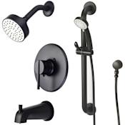 Olympia Faucets i2v Tub and Shower Trim Package with 1.75 GPM Multi Function Shower Head Matte Black