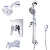 Olympia Faucets i3 Tub and Shower Trim Package with 1.75 GPM Multi Function Shower Head PVD Brushed Nickel