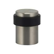 Omnia Modern 1" Round Stainless Steel Floor Mounted Door Stop Bumper Brushed Stainless Steel