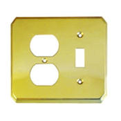 Omnia Beveled Edge Combination Duplex Outlet Single Toggle Switch Plate from the Classics Collection Polished Brass