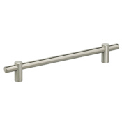 Omnia Stainless Steel 7-5/8" Center to Center Industrial Long Bar 9.75" Long Cabinet Handle / Drawer Pull Brushed Stainless Steel