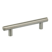 Omnia Stainless Steel 3-3/4" Center to Center Sleek Thick (14mm) Cabinet Bar Handle / Drawer Bar Pull Brushed Stainless Steel