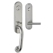 Omnia Tubular Deadbolt Handleset with Interior Level 12 from the Stainless Steel Collection Brushed Stainless Steel