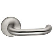 Omnia Passage Door Lever Set with 10 Style Handle and Round Rose Satin Stainless Steel