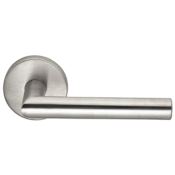 Omnia Privacy Door Lever Set with 12 Style Handle and Round Rose Satin Stainless Steel