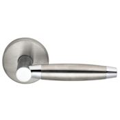 Omnia Privacy Door Lever Set with 15 Style Handle and Round Rose Satin Stainless Steel