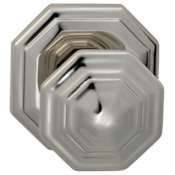 Omnia Passage Door Knob Set with 201 Style Handle and Octagonal Rose Lacquered Polished Nickel