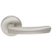 Omnia Privacy Door Lever Set with 226 Style Handle and Round Rose Lacquered Satin Nickel
