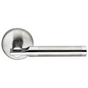 Omnia Privacy Door Lever Set with 23 Style Handle and Round Rose Satin Stainless Steel