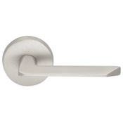Omnia Passage Door Lever Set with 237 Style Handle and Round Rose Lacquered Satin Nickel