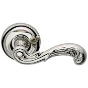 Omnia Passage Door Lever Set with 251 Style Handle and Round Rose Lacquered Polished Nickel