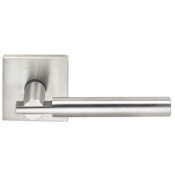 Omnia Privacy Door Lever Set with 25S Style Handle and Square Rose Satin Stainless Steel
